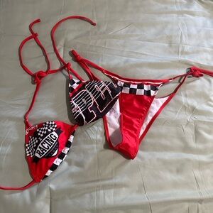 Racing Red and Black Bikini Set